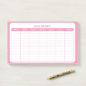 Eenvoudige roze weekplanner post-it® notes (Op bureau)
