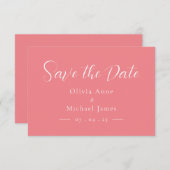 Eenvoudige Roze & Witte Script Huwelijk Bewaar de Save The Date (Voorkant / Achterkant)