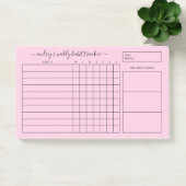 Eenvoudige roze witte weekse Habit Tracker Post-it® Notes (Kantoor)