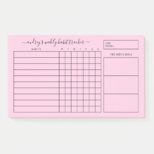 Eenvoudige roze witte weekse Habit Tracker Post-it® Notes