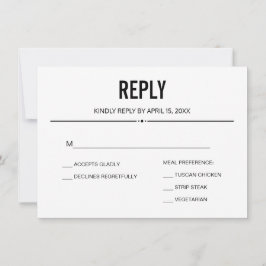 Eenvoudige RSVP Antwoord Bruiloft Sjabloon Aangepa Kaart