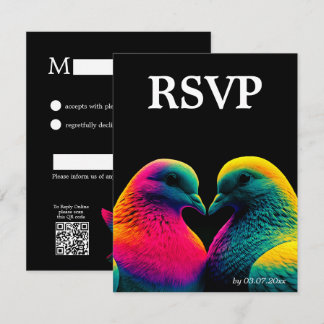 🌈 Eenvoudige RSVP-kaart met QR-code Duiven van B RSVP Kaartje