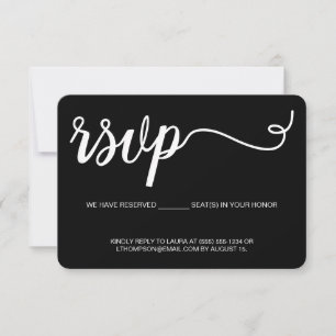 Eenvoudige RSVP zwart (zonder mailing gereserveerd Kaartje