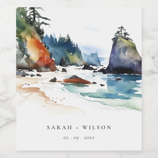 Eenvoudige Ruby Beach Olympic National Park bruilo Wijn Etiket (Enkel label)