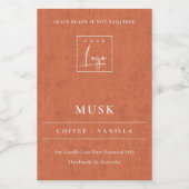 Eenvoudige Rust Terracotta Linen Logo Rand Kaars Voedselcontainer Etiket (Enkel label)