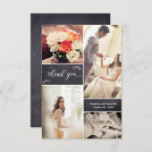 Eenvoudige Rustic Weddenfoto-collage op het bord Bedankkaart (Voorkant / Achterkant)