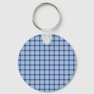 Eenvoudige Rustieke Blauwe Stijl Check Sleutelhanger