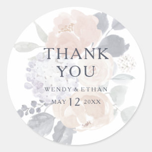 Eenvoudige rustieke bloemen dank u bruiloft gunst ronde sticker