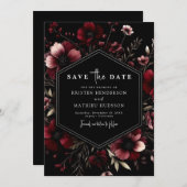 Eenvoudige rustieke Bourgondische bruiloft Save The Date (Voorkant / Achterkant)