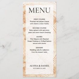 Eenvoudige rustieke bruiloft hout boomschors  menu