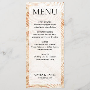 Eenvoudige rustieke bruiloft hout boomschors  menu