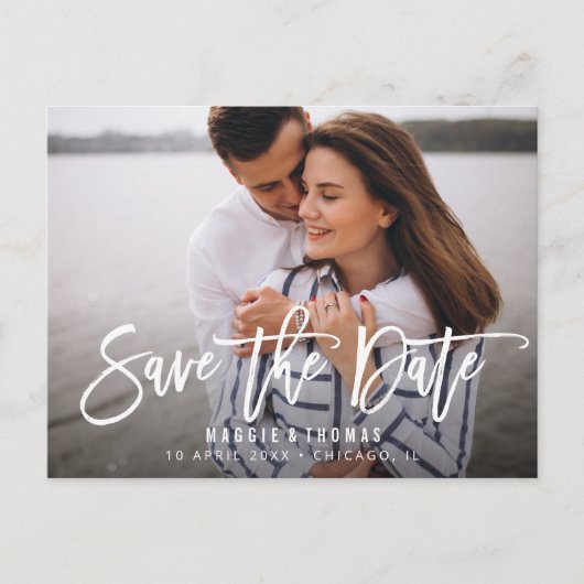 Eenvoudige rustieke bruiloft Save the Date briefka Briefkaart (Voorkant)