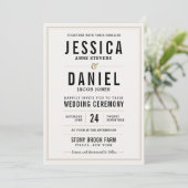 Eenvoudige rustieke bruiloft uitnodiging (Staand voorkant)