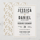 Eenvoudige rustieke bruiloft uitnodiging - Floral (Voorkant / Achterkant)