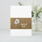 Eenvoudige rustieke Burlap Zonnebloem Dank u Kaart (Staand voorkant)