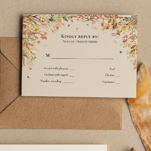 Eenvoudige rustieke Herfst Beige bruiloft Monogram RSVP Kaartje