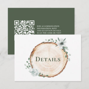 Eenvoudige rustieke houten trouwdetails QR-code we Informatiekaartje