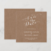 Eenvoudige Rustieke Kraft Vierkante Save the Date  Kaart (Voorkant / Achterkant)