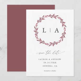 Eenvoudige Rustieke Mauve Moderne Groene Save The Date