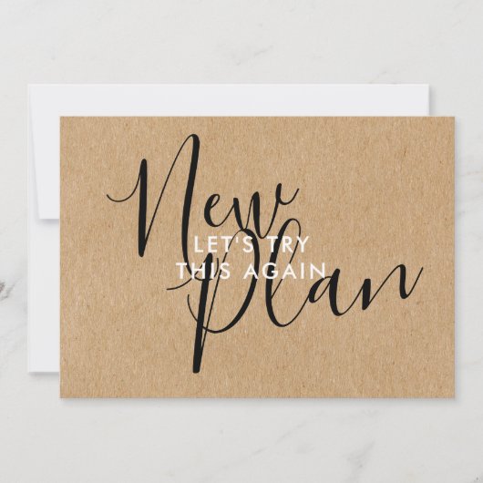 Eenvoudige rustieke nieuwe plan datumwijziging uit save the date (Voorkant)