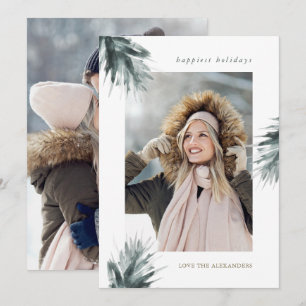 Eenvoudige rustieke takken Twee foto Kerstvakantie Feestdagenkaart