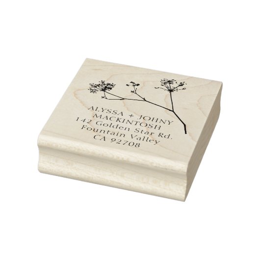 Eenvoudige rustieke wilde bloemen bruiloft retour  	rubberstempel (Stempel)
