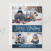 Eenvoudige Rustige 4-FOTO kerstgroet Feestdagenkaart (Voorkant)