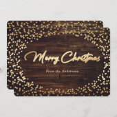 Eenvoudige Rustige kerstkaarten met hout en goudfo Feestdagenkaart (Voorkant / Achterkant)