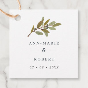 Eenvoudige Rustige Olive Branch Wedding Names Bedankjes Labels