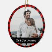 Eenvoudige Rustige Red Black Buffalo foto Keramisch Ornament (Links)