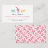 Eenvoudige Safari Dier Baby Meisje Registry Enclos Informatiekaartje (Voorkant / Achterkant)