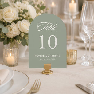 Eenvoudige Sage Elegante Trouwtafel Nummerkaart Kaart