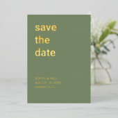 Eenvoudige Sage Green Bewaar de Datum Folie Uitnod Folie Uitnodiging (Staand Voorkant)