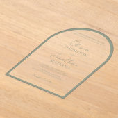 Eenvoudige Sage Green Border Script Wedding Arch Acryl Uitnodigingen (Laagn)