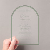 Eenvoudige Sage Green Border Script Wedding Arch Acryl Uitnodigingen (Insitu (Draagbaar))