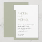 Eenvoudige Sage Green bruiloft uitnodiging (Voorkant / Achterkant)