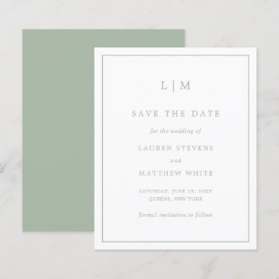 Eenvoudige Sage Green Budget Wedding Save the Date