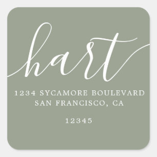 Eenvoudige Sage Green Family Retour Adres Label