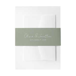 Eenvoudige Sage Green Handgeschreven Script Weddin Uitnodigingen Wikkel