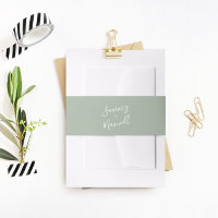 Eenvoudige Sage Green Invitation Belly Band