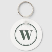 Eenvoudige Sage Green Modern Monogram Naam Sleutelhanger (Voorkant)