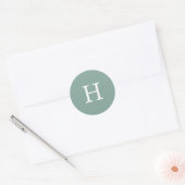 Eenvoudige Sage Green Monogram Weddenschap Ronde Sticker (Envelop)