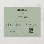 Eenvoudige Sage Green RSVP QR Code Uitnodiging voo (Voorkant)