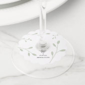 Eenvoudige Sage Groene bladeren Namen Datum Bruilo Wijnglaslabel (Dichtbij)