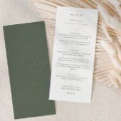 Eenvoudige Sage Groene Initialen Kalligrafie Trouw Menu