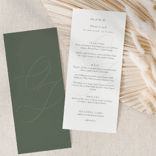 Eenvoudige Sage Groene Initialen Kalligrafie Trouw Menu