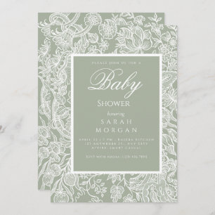 Eenvoudige Sage Groene lijn Kunst Wildflower Kaart