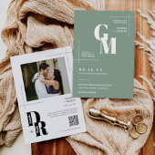 Eenvoudige Sage Groene Moderne Minimale Huwelijk Q Kaart