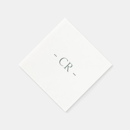 Eenvoudige Sage Groene Paar Initialen Monogram Servet (Hoek)