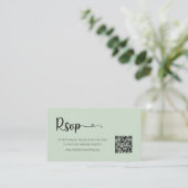 Eenvoudige Sage Weddenschap RSVP-webafsluitkaart Informatiekaartje (Staand voorkant)